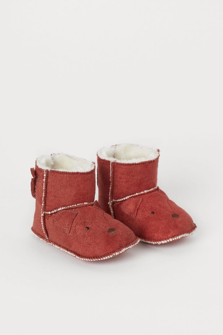 Teddy-lined slippers - Rust H&M