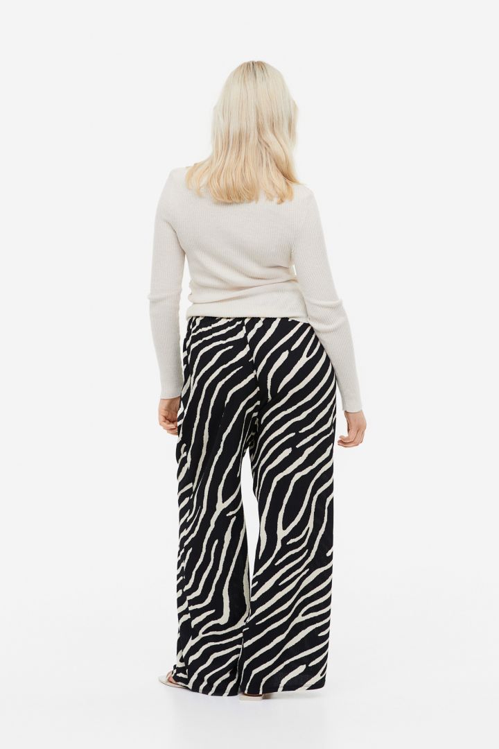Pull-on Jersey Pants - Black/zebra print - Ladies