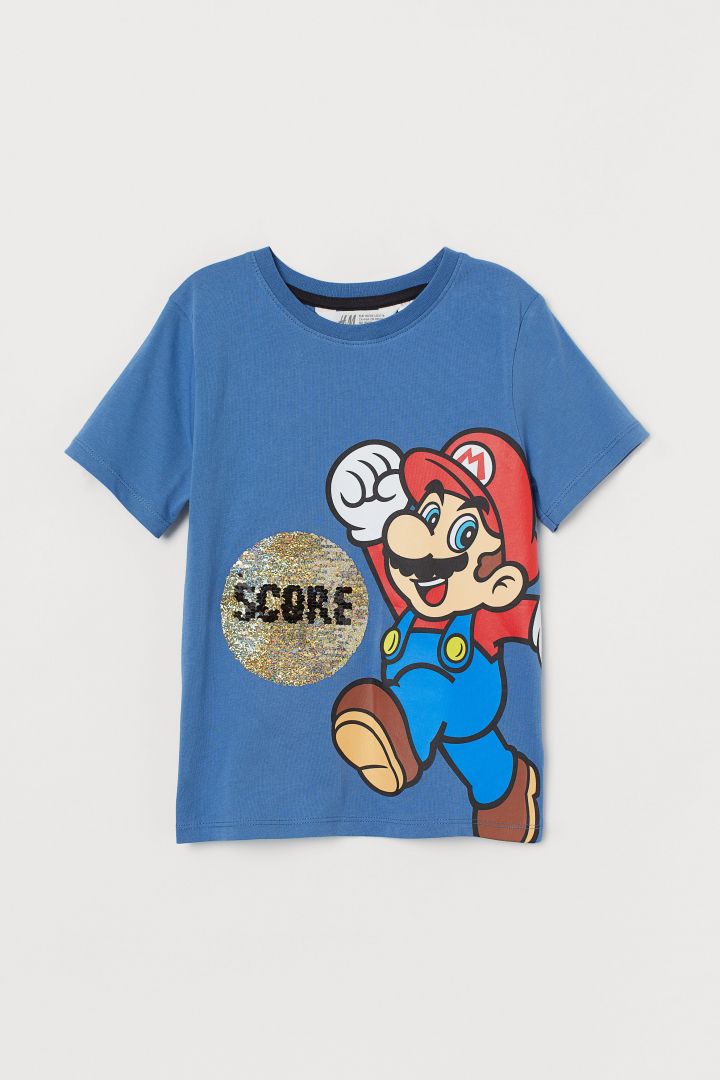 Boys Super Mario Two Way Sequin Swipe Hoody Sweatshirt Jumper 3 to 10 Years 
