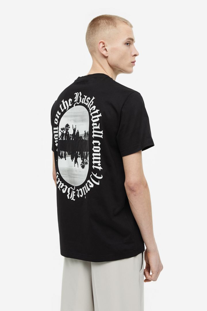 Regular Fit Printed T shirt Black Venice Beach H M CN