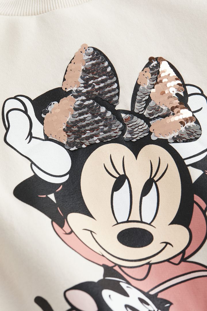 Printed sweatshirt - Cream/Minnie Mouse| H&M CN