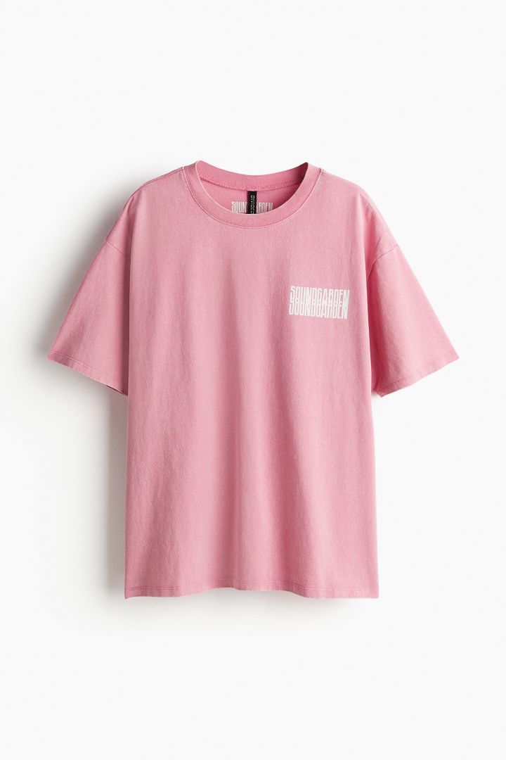 Oversized printed T-shirt - Pink/Soundgarden| H&M CN