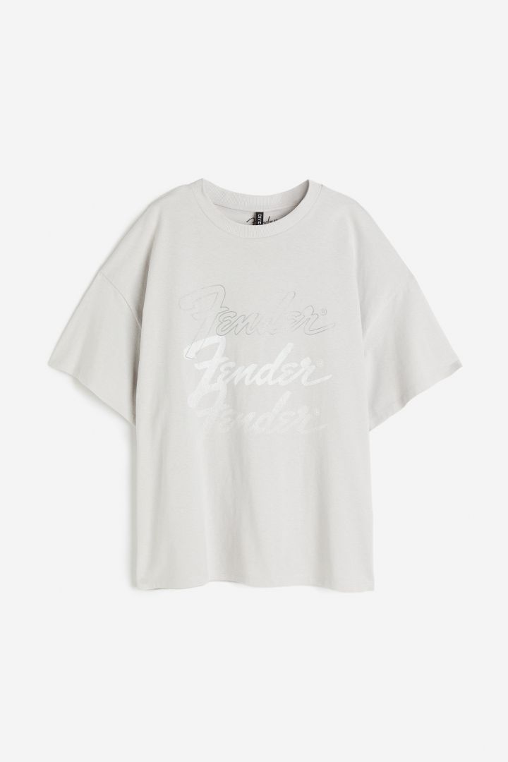 Oversized printed T-shirt - Light grey/Fender| H&M CN