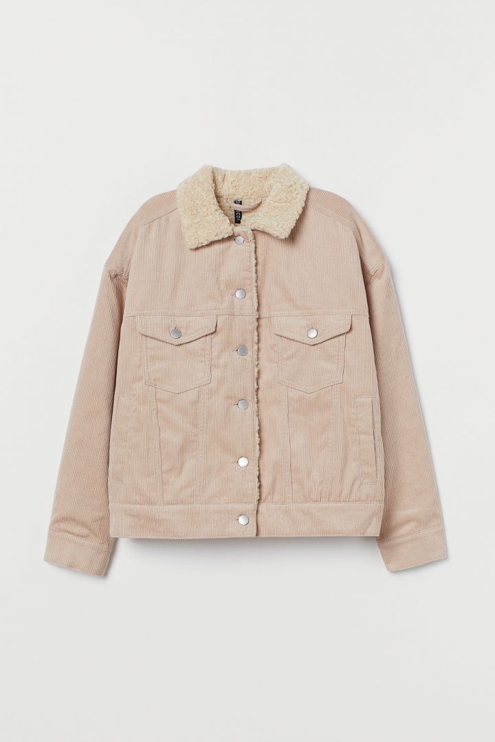 H&m pile 2025 lined corduroy jacket