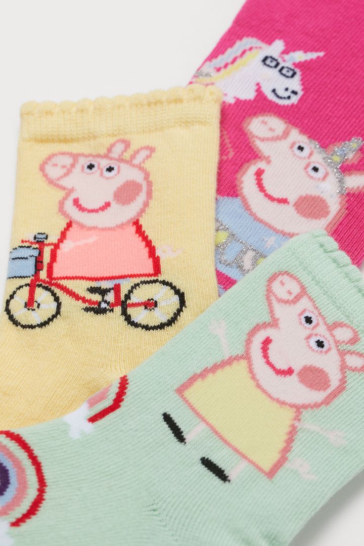 5-pack socks - Purple/Peppa Pig