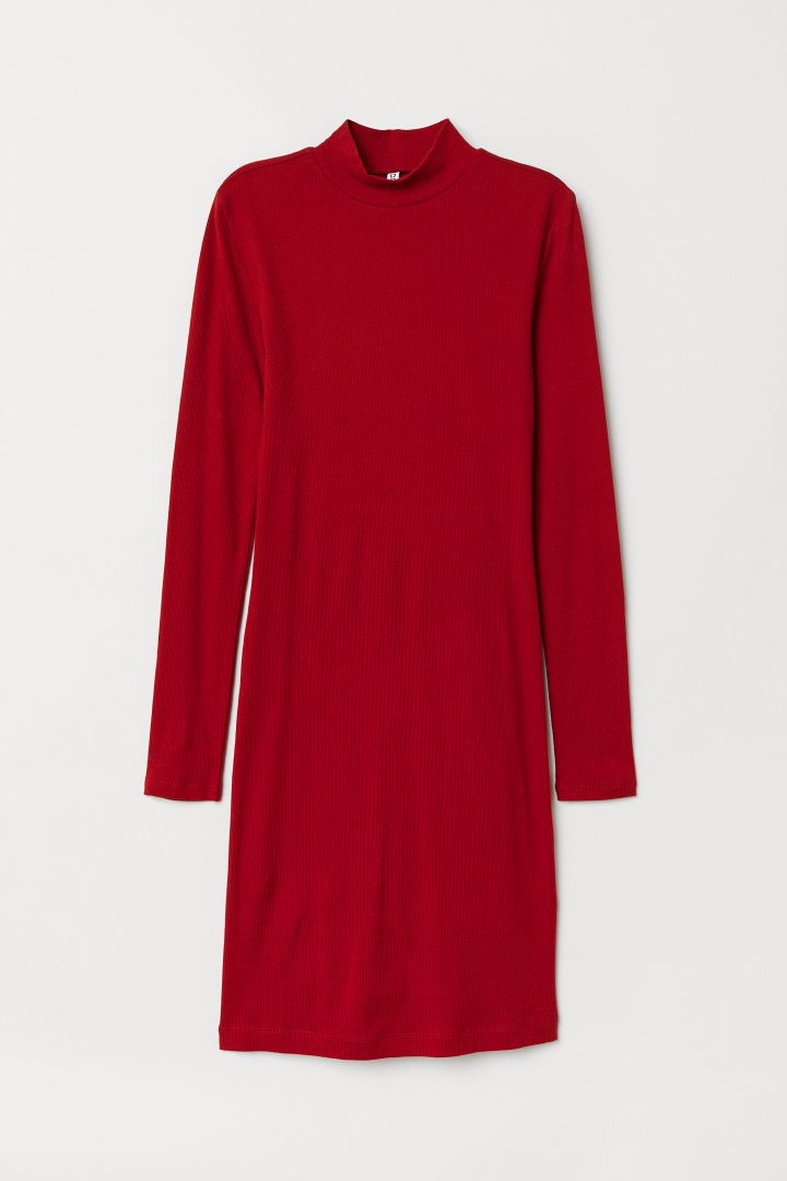 turtleneck dress red