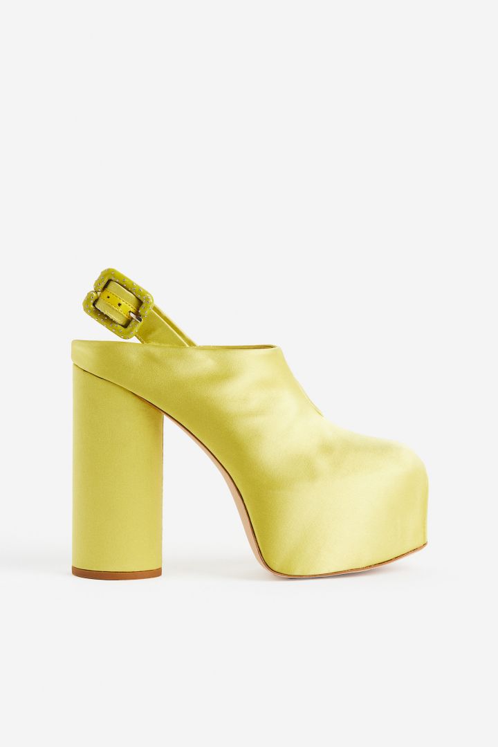 LTS Lemon Yellow Block Heel Sandal in Standard Fit | Long Tall Sally