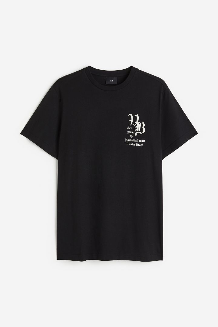 Regular Fit Printed T shirt Black Venice Beach H M CN